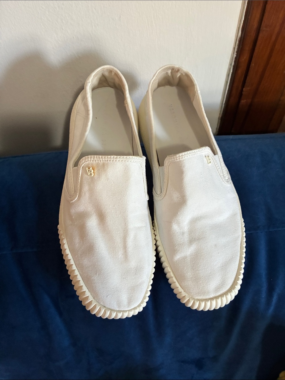 Veronica Beard White Slip-On Canvas Loafers - Picture 7 of 7